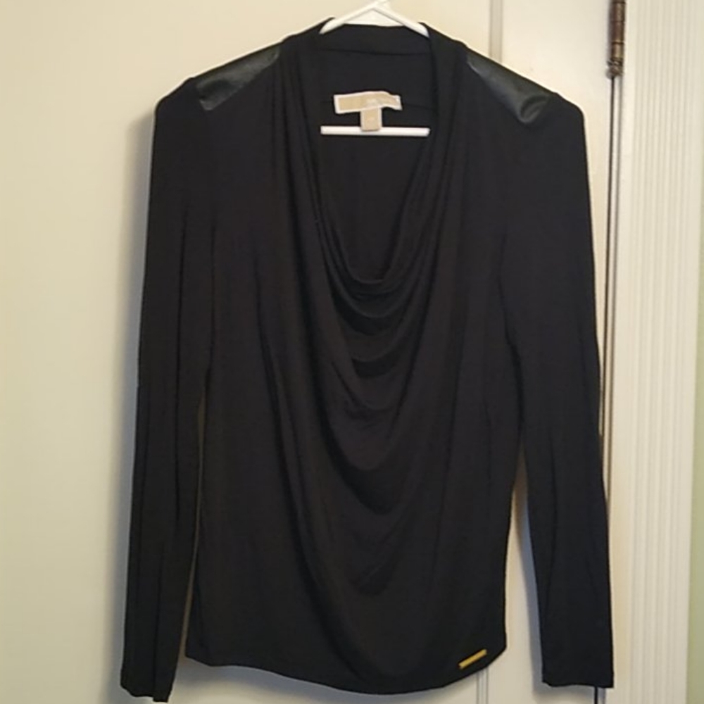 Michael Kors Knit Top Faux Leather